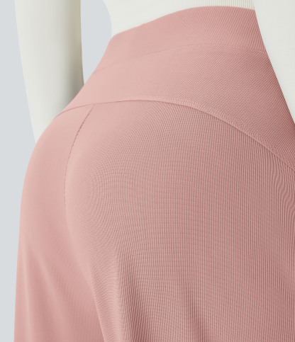 FlexHigh Waisted Body Sculpt Waist-Slimming Pocket Wide Leg Micro Waffle Work Pants