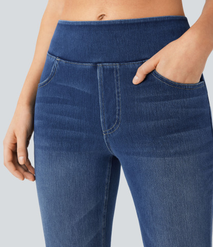 FlexHigh Waisted Pockets Washed Casual Bootcut Jeans
