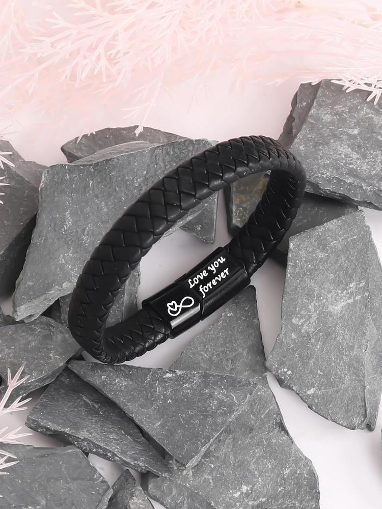 1PC Christmas Gift for Boyfriend, Gifts for Boyfriend, Birthday Gifts for Boyfriend from Girlfriend Leather Bracelets, Knotted Bracelets Jewelry for Boyfriend & Gift Card, Elegant Minimalist Bangle