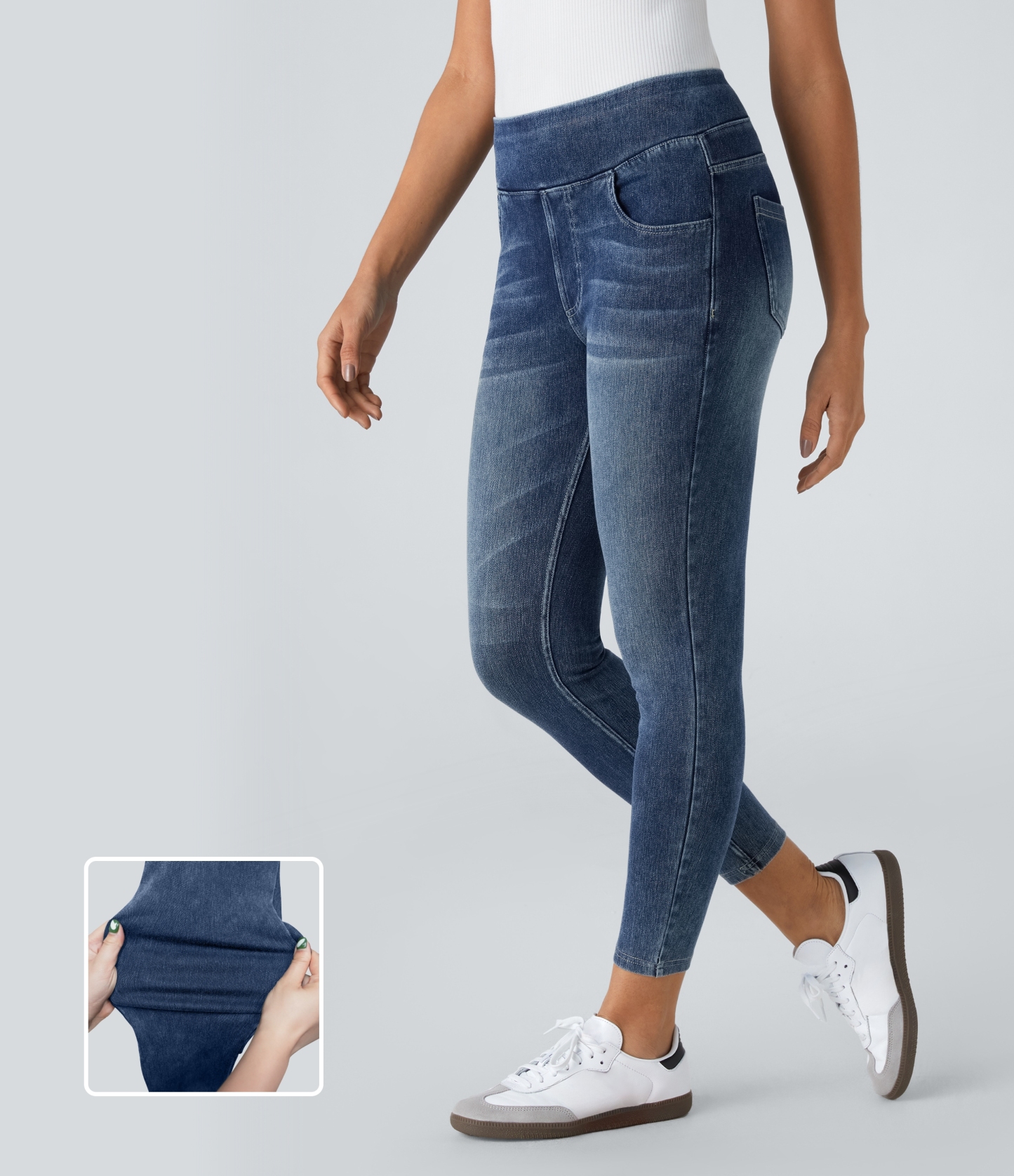 FlexHigh Waisted Pockets Denim Casual Leggings