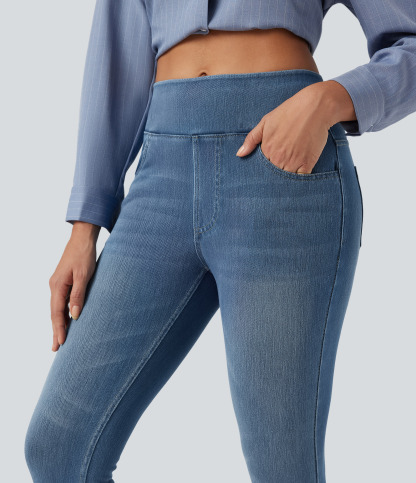 FlexHigh Waisted Pockets Denim Casual Leggings