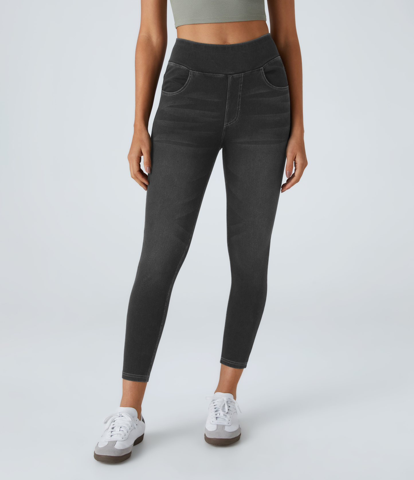 FlexHigh Waisted Pockets Denim Casual Leggings