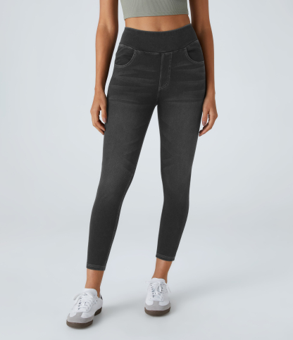 FlexHigh Waisted Pockets Denim Casual Leggings