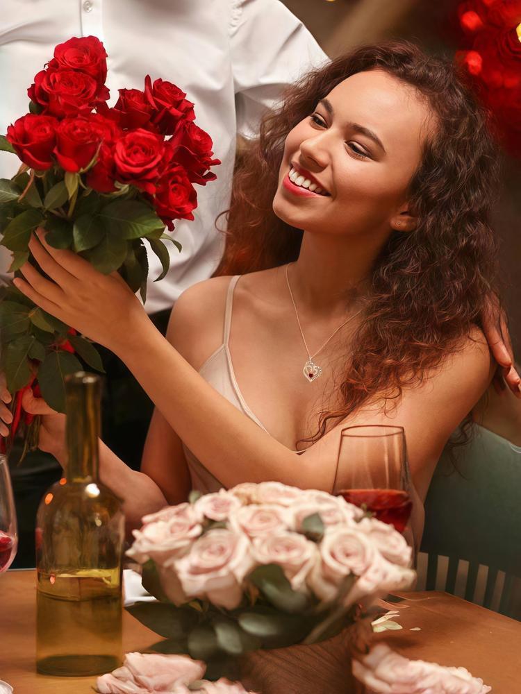 Bear Rose Box with Heart Shaped Necklace, Gift for Women, Fashion Jewelry for Party, Daily Decor, Trendy All-match & Exquisite Jewelry for Birthday Gift