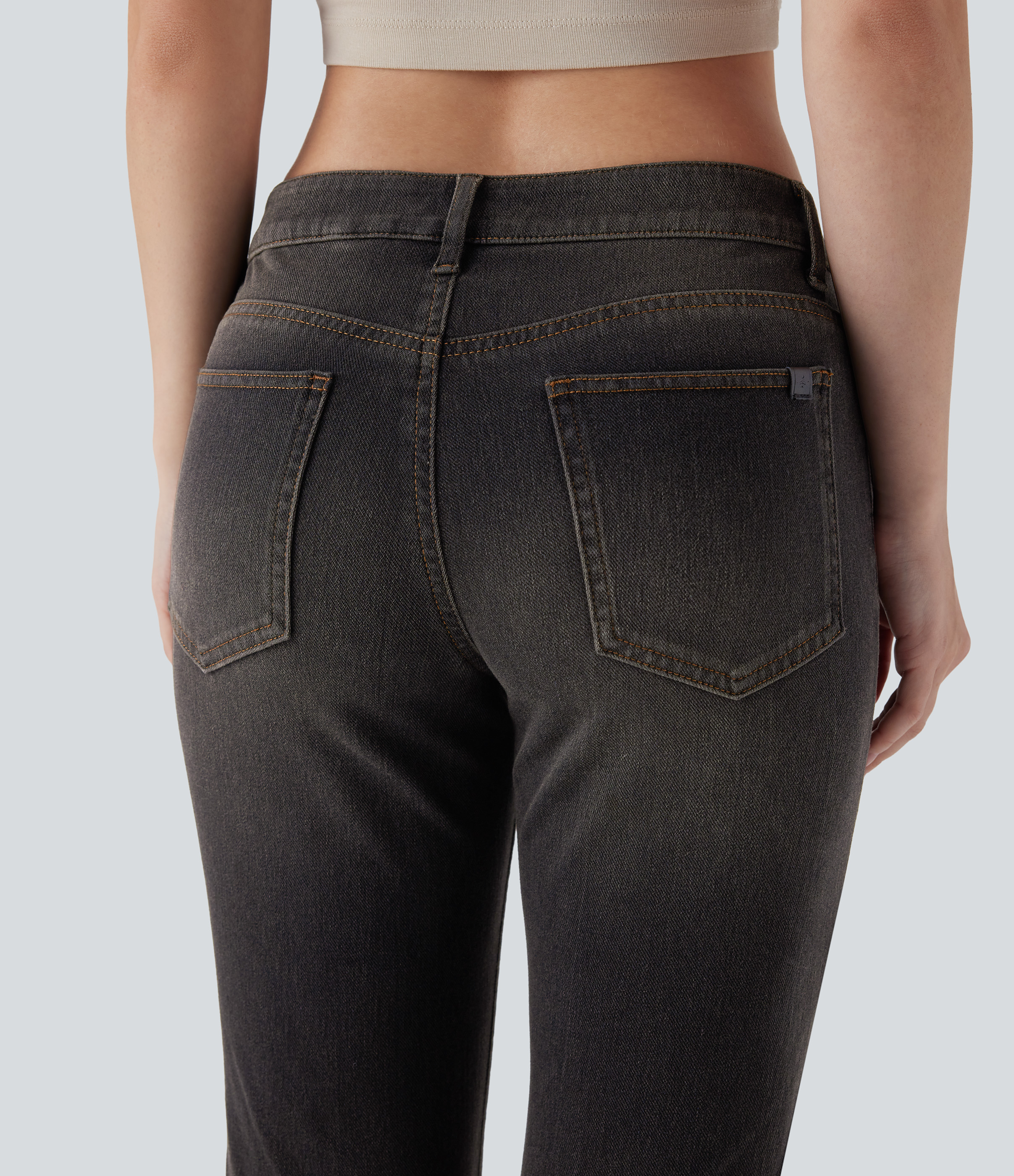 FlexLow Rise Pockets Washed Casual Bootcut Jeans