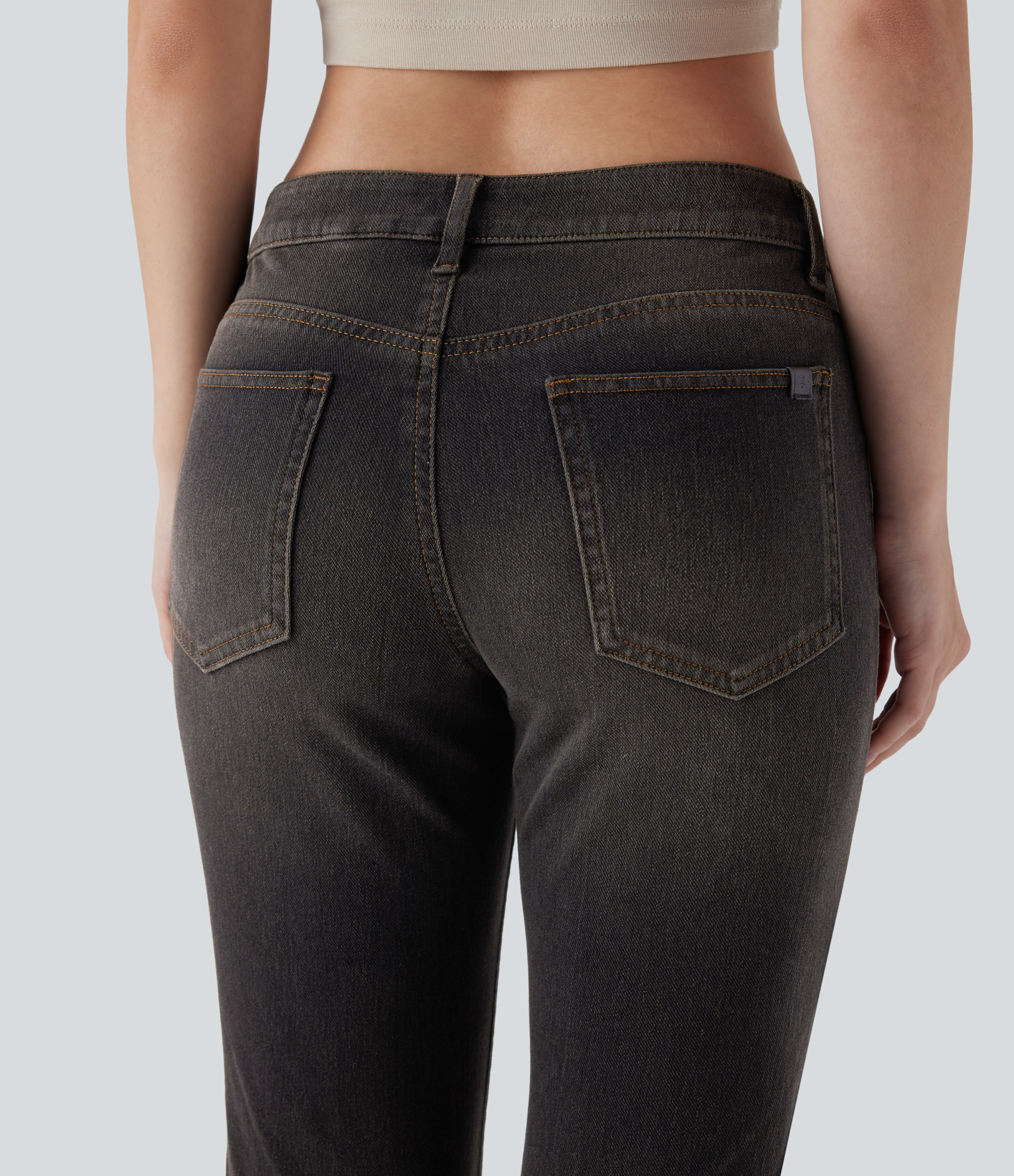 FlexLow Rise Pockets Washed Casual Bootcut Jeans