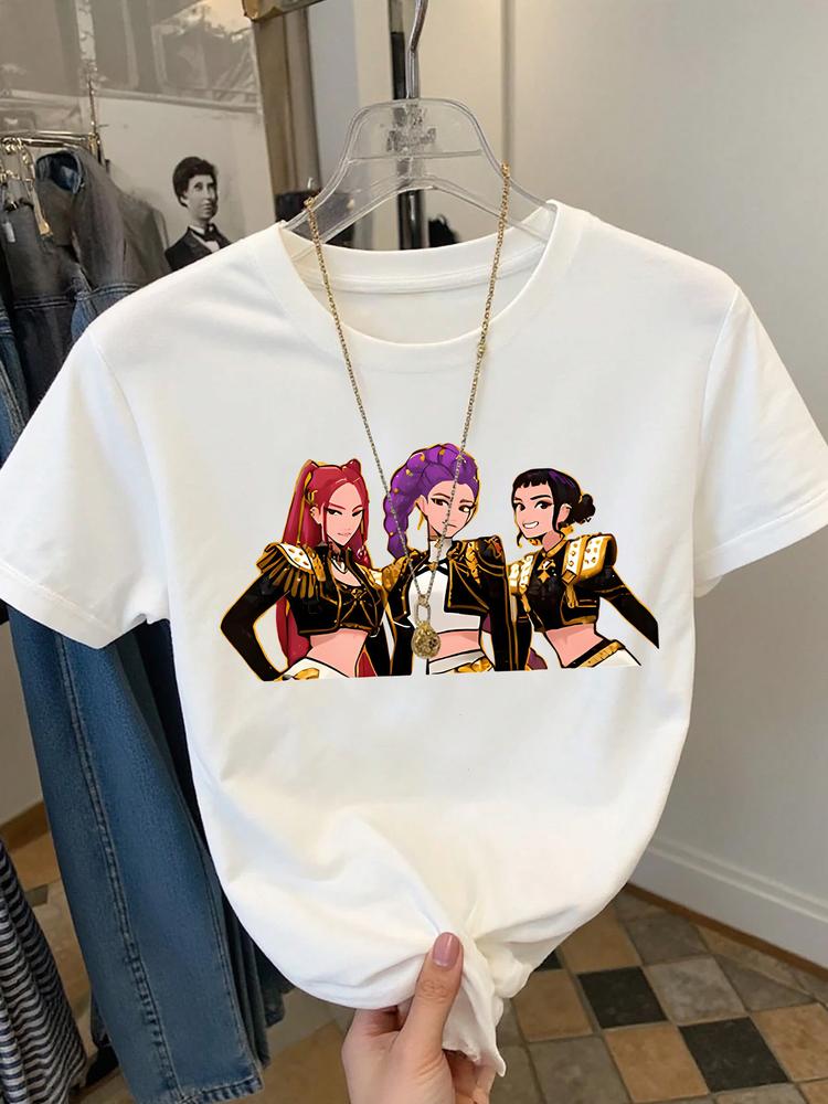 Girls Summer Fashion Anime Print Short Sleeve T-Shirt, Casual Outdoor Wear, Comfortable Fitted Cartoon Pattern Tee