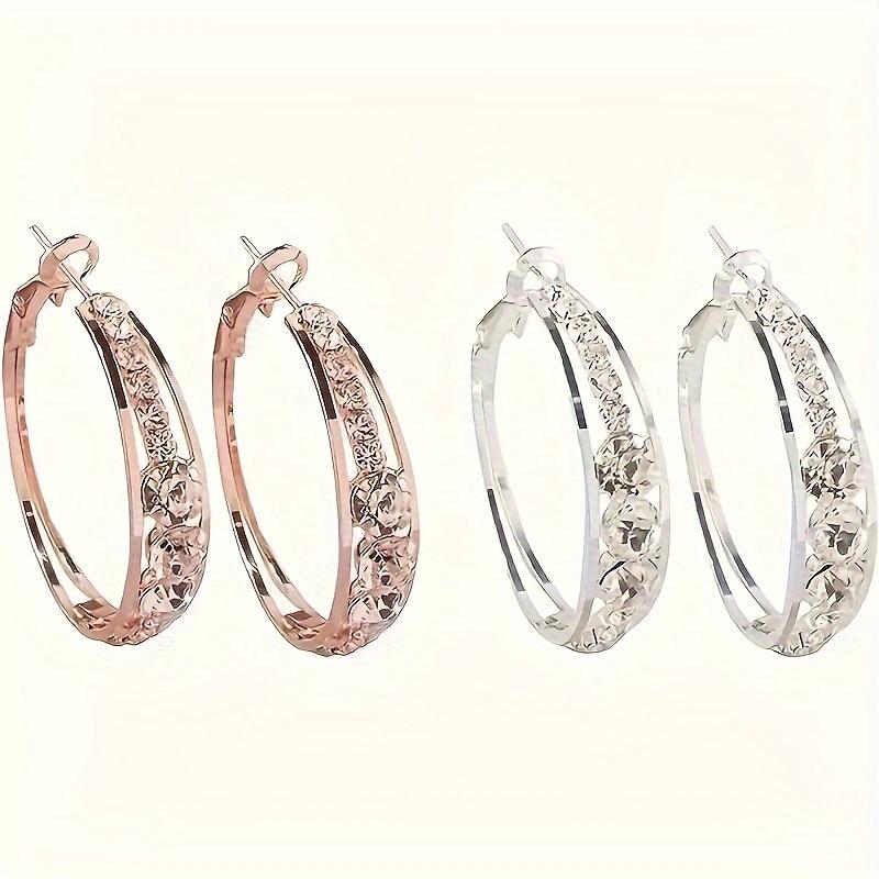 Delicate Round Earrings - Large, Dazzling, Elegant Jewelry Accessory For Everyday, Party Occasions, Alloy Material, No Plating, Perfect Gift Modern Glamour Clean