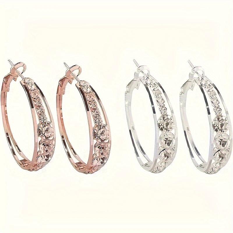 Delicate Round Earrings - Large, Dazzling, Elegant Jewelry Accessory For Everyday, Party Occasions, Alloy Material, No Plating, Perfect Gift Modern Glamour Clean