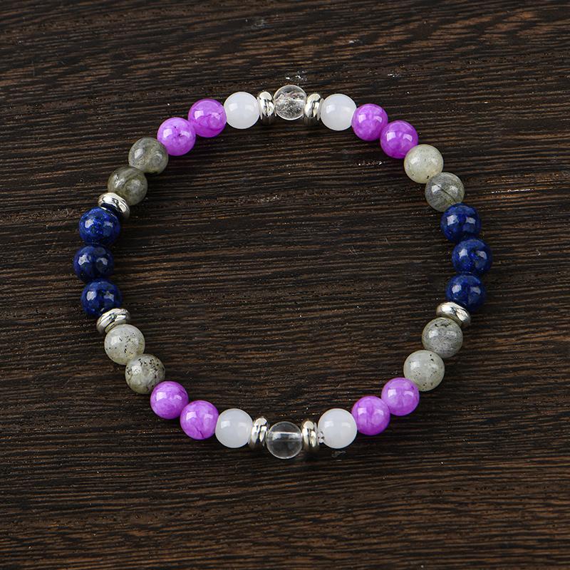 ARPURRAINA Memory Enhancement Crystal Bracelet Homeopathic Focus Clarity Aid 6mm Beaded Stone Jewelry for Determination Concentration Solid Format Elastic Wrist Rosary Adjustable 15-20cm