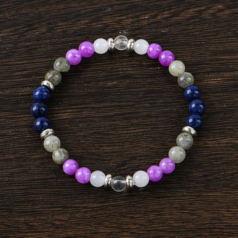 ARPURRAINA Memory Enhancement Crystal Bracelet Homeopathic Focus Clarity Aid 6mm Beaded Stone Jewelry for Determination Concentration Solid Format Elastic Wrist Rosary Adjustable 15-20cm
