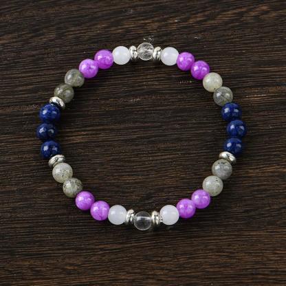 ARPURRAINA Memory Enhancement Crystal Bracelet Homeopathic Focus Clarity Aid 6mm Beaded Stone Jewelry for Determination Concentration Solid Format Elastic Wrist Rosary Adjustable 15-20cm