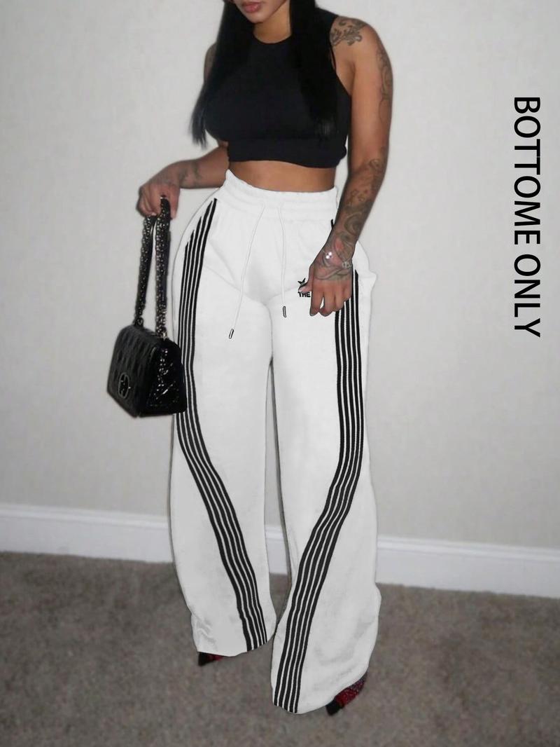 Women's Colorblock Striped Print Drawstring Waist Sweatpants, Comfy, Casual Pocket Pants for Daily Wear, Ladies Bottoms for All Seasons, Casual Fashion Pants