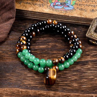 ARPURRAINA Money Attraction Necklace With GreenAventurine & Tiger Eye  Pendant Healing Crystal Stone ,Anniversary, Vacation &Theme Parties Jewelry Charms Abundance Crystal bracelet,Long Chain,Sweater chain,Ideal Gift Jewelry for Men and Women