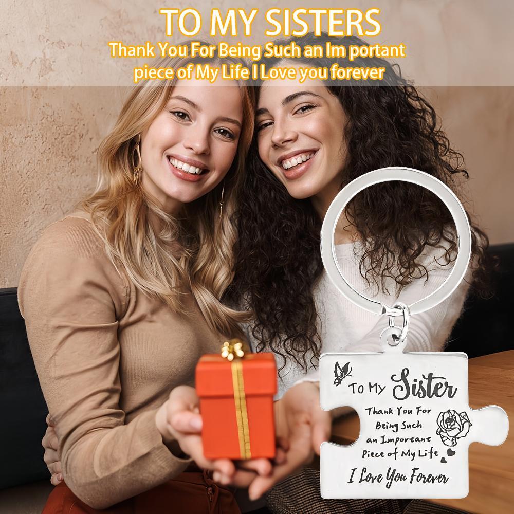 2 Pcs "To My Sister" Stainless Steel Round Keychain - A Heartfelt Gift, Wallet Accessory, Durable, Rust-resistant, Engraved With Message Key Ring, Easy To Attach, Perfect Gift For Siblings, Family, Or Friends