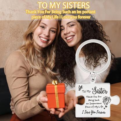 2 Pcs "To My Sister" Stainless Steel Round Keychain - A Heartfelt Gift, Wallet Accessory, Durable, Rust-resistant, Engraved With Message Key Ring, Easy To Attach, Perfect Gift For Siblings, Family, Or Friends