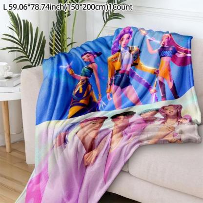 K-Pop Demon Hunter Anime Blanket, Soft Flannel Throw For Bed Sofa Camping Office, Perfect Gift For Fans & Manga Lovers, Man Women Gift