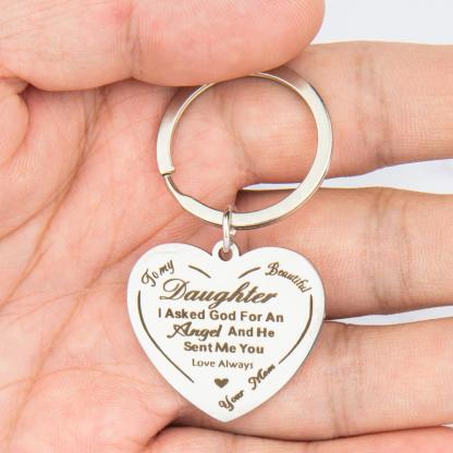 2 pcs Stainless Steel Keychain Key Rings With 'To My Daughter', Perfect Gift For New Year, Christmas Gift, Perfect Gift For Loved Ones Charm Blessing Angel