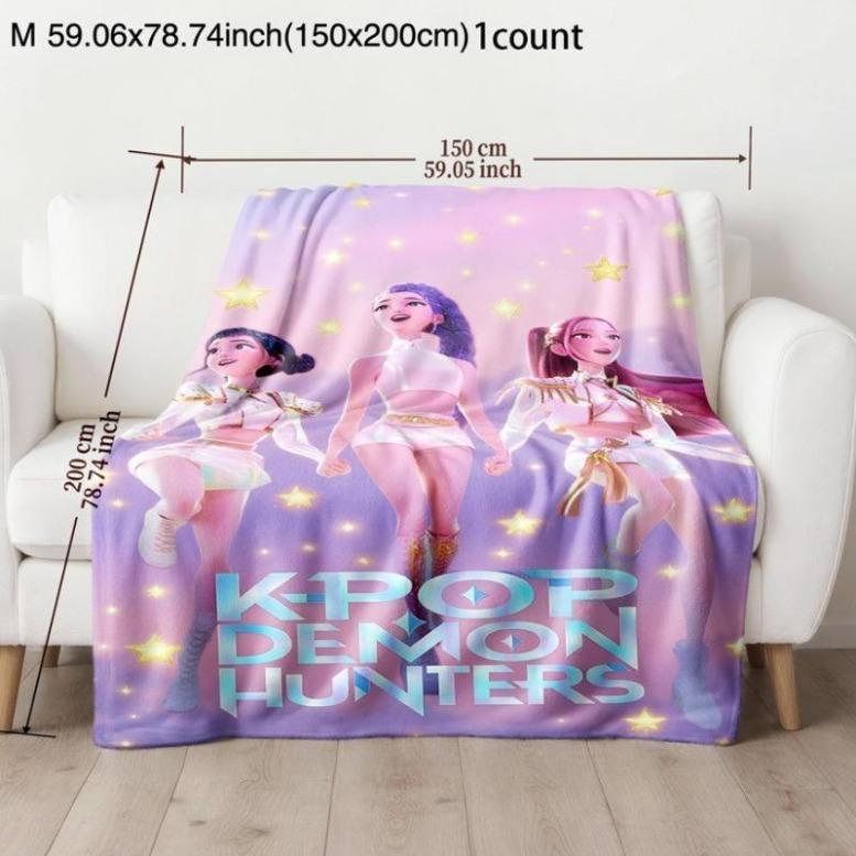 [Bliss Weave] K-Pop Demon Hunter Flannel Blanket - Soft Lightweight Cozy For Bed Sofa Camping Travel Halloween Christmas Gift For All Ages,Birthday Gift, Christmas Gift,
