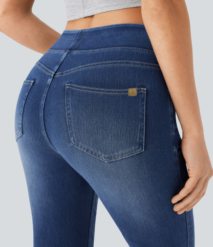 FlexHigh Waisted Pockets Washed Casual Bootcut Jeans