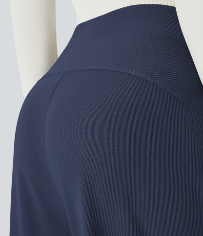 FlexHigh Waisted Body Sculpt Waist-Slimming Pocket Wide Leg Micro Waffle Work Pants