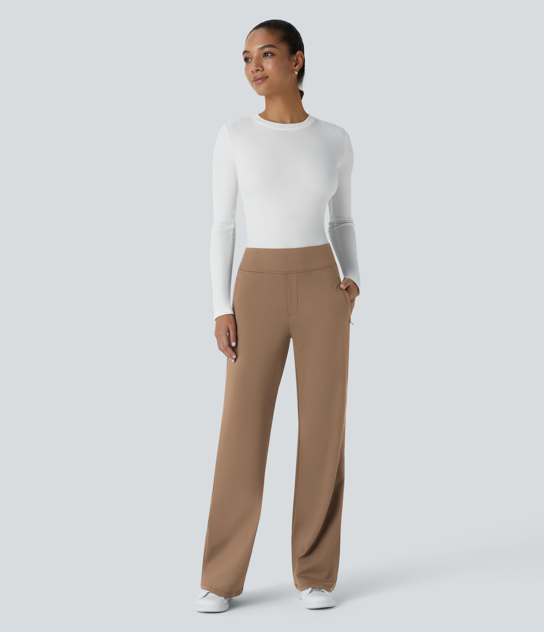 FlexMid Rise Side Zipper Pocket Work Flare Pants