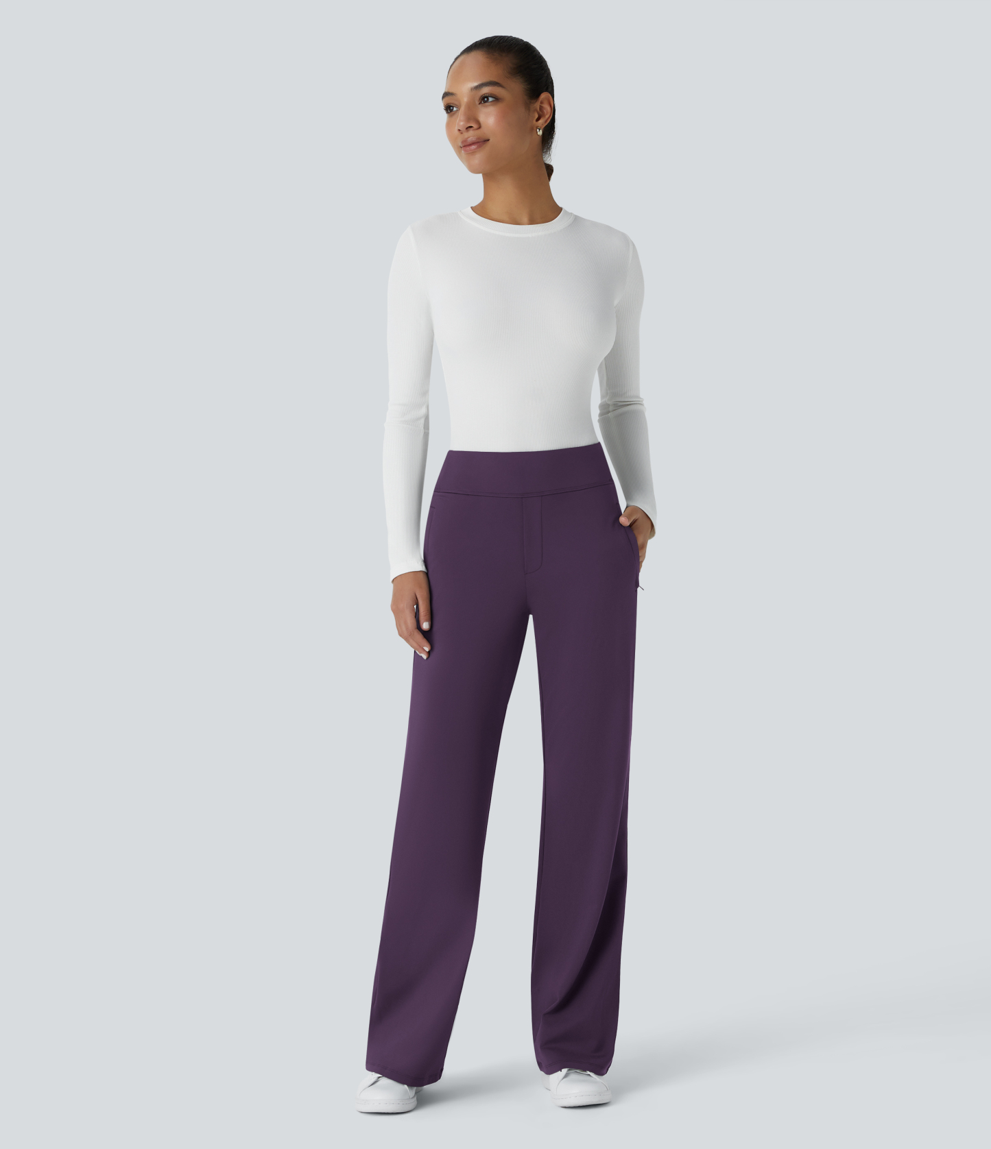 FlexMid Rise Side Zipper Pocket Work Flare Pants