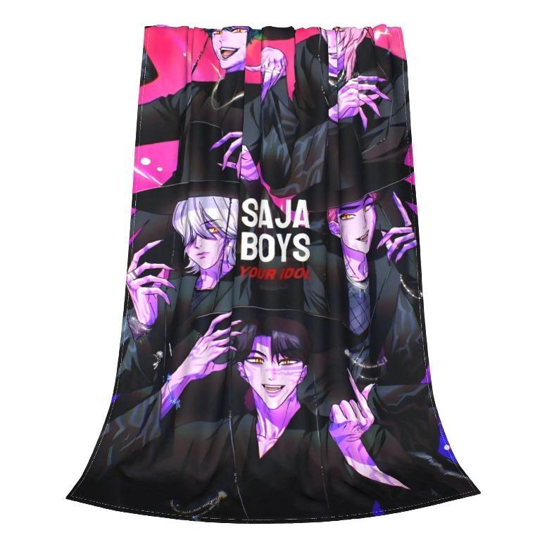 KPop Demon Hunters Anime Flannel Blankets Winter Soft Bedding Throws For Kids Outdoor Graphic Bedspread Sofa Bed Covergift For Men & Women, Halloween