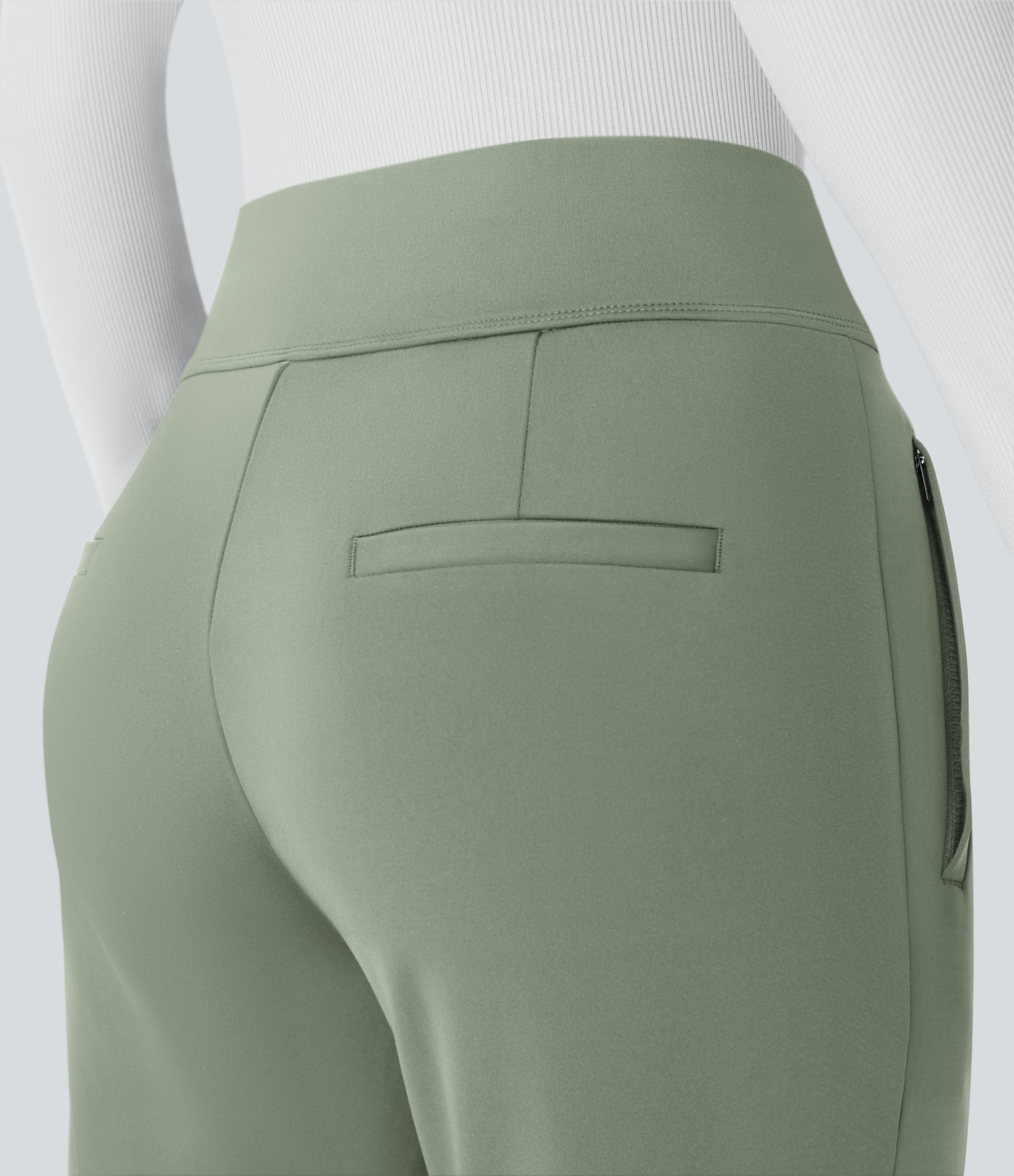 FlexMid Rise Side Zipper Pocket Work Flare Pants