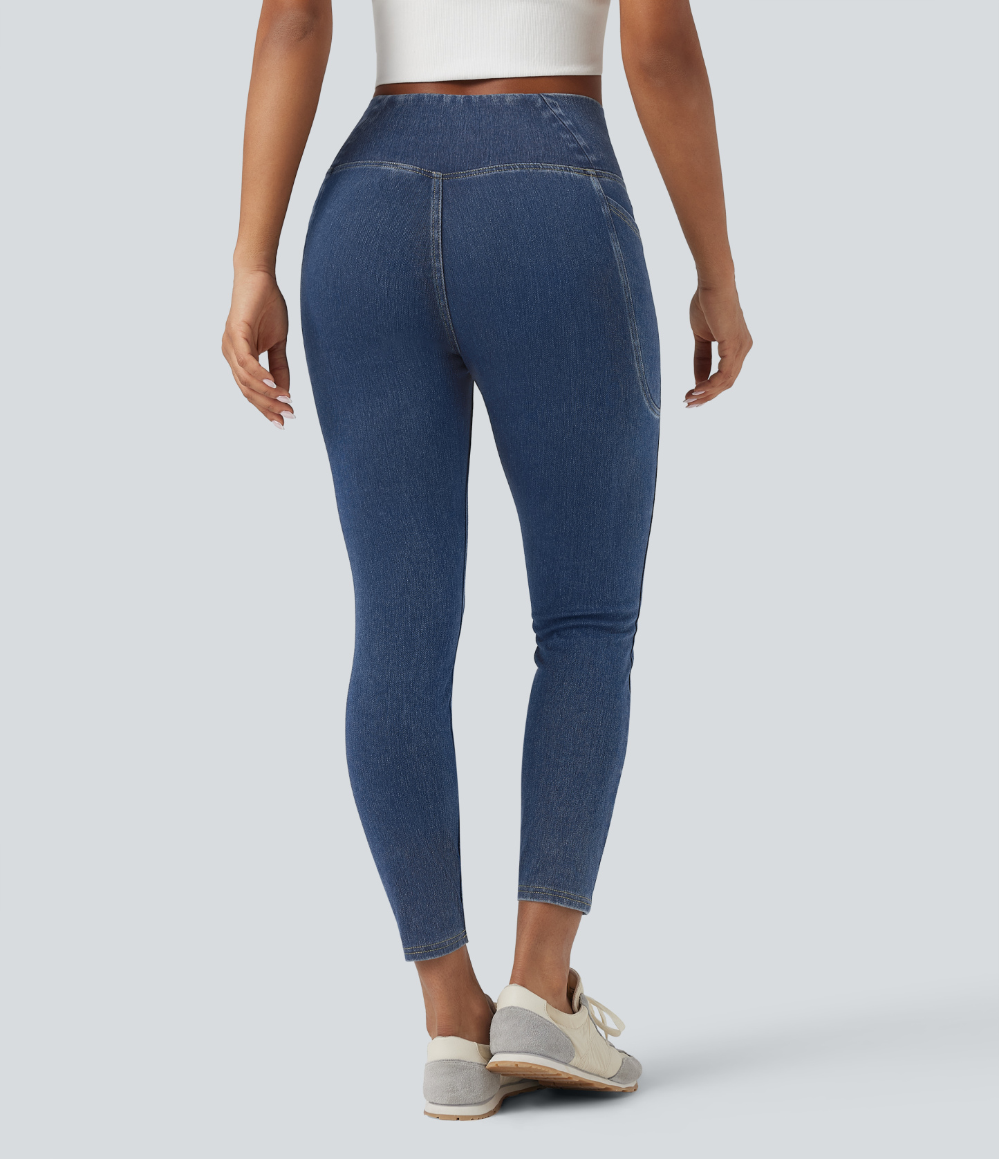 FlexCrossover Pocket Washed Denim Work Leggings