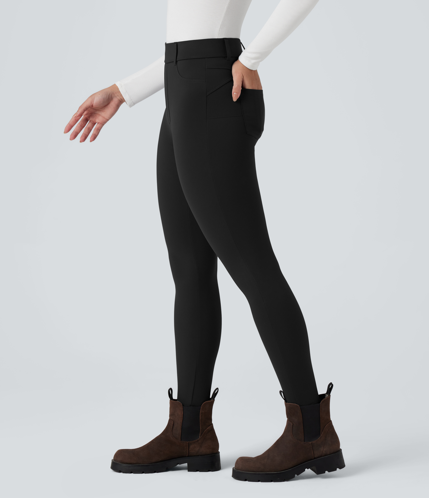 SoftlyZeroPlush Thermal High Waisted Casual 7/8 Leggings with Pockets