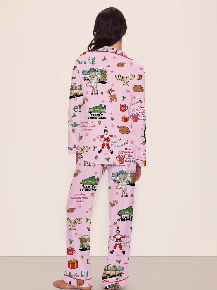 【Christmas Pajamas】Women's Christmas Pajama Set, Elegant Long Sleeve Top & Pants, Comfortable Home Wear, Fall Winter, Cute Holiday Gift Idea，christmas movie,Pajama Day,Pajama Party,christmas Vacation,EIF,Clark Christmas, Loungewear