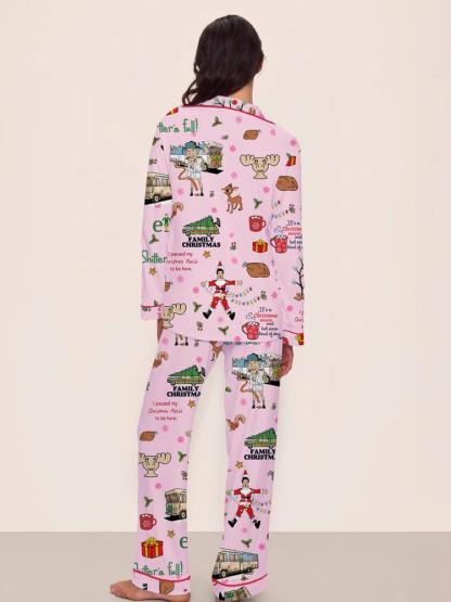 【Christmas Pajamas】Women's Christmas Pajama Set, Elegant Long Sleeve Top & Pants, Comfortable Home Wear, Fall Winter, Cute Holiday Gift Idea，christmas movie,Pajama Day,Pajama Party,christmas Vacation,EIF,Clark Christmas, Loungewear