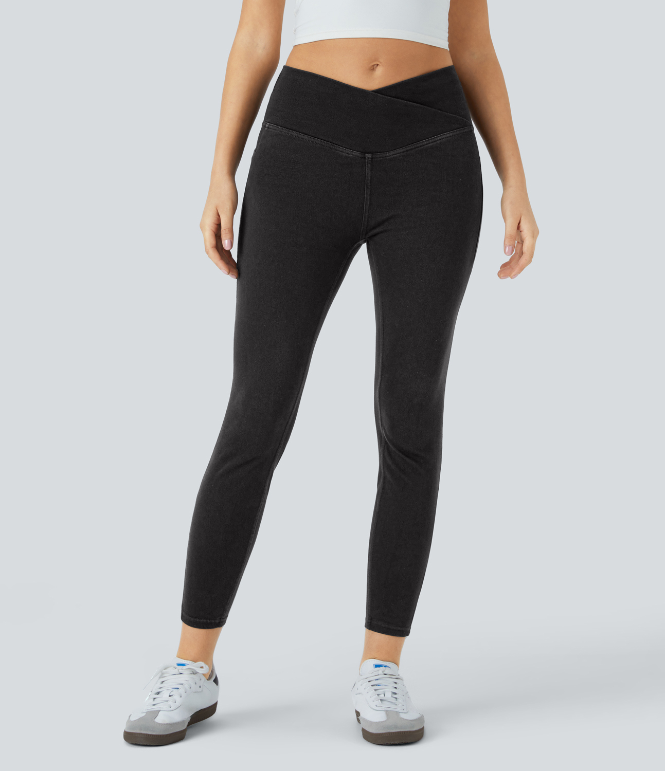 FlexCrossover Pocket Washed Denim Work Leggings