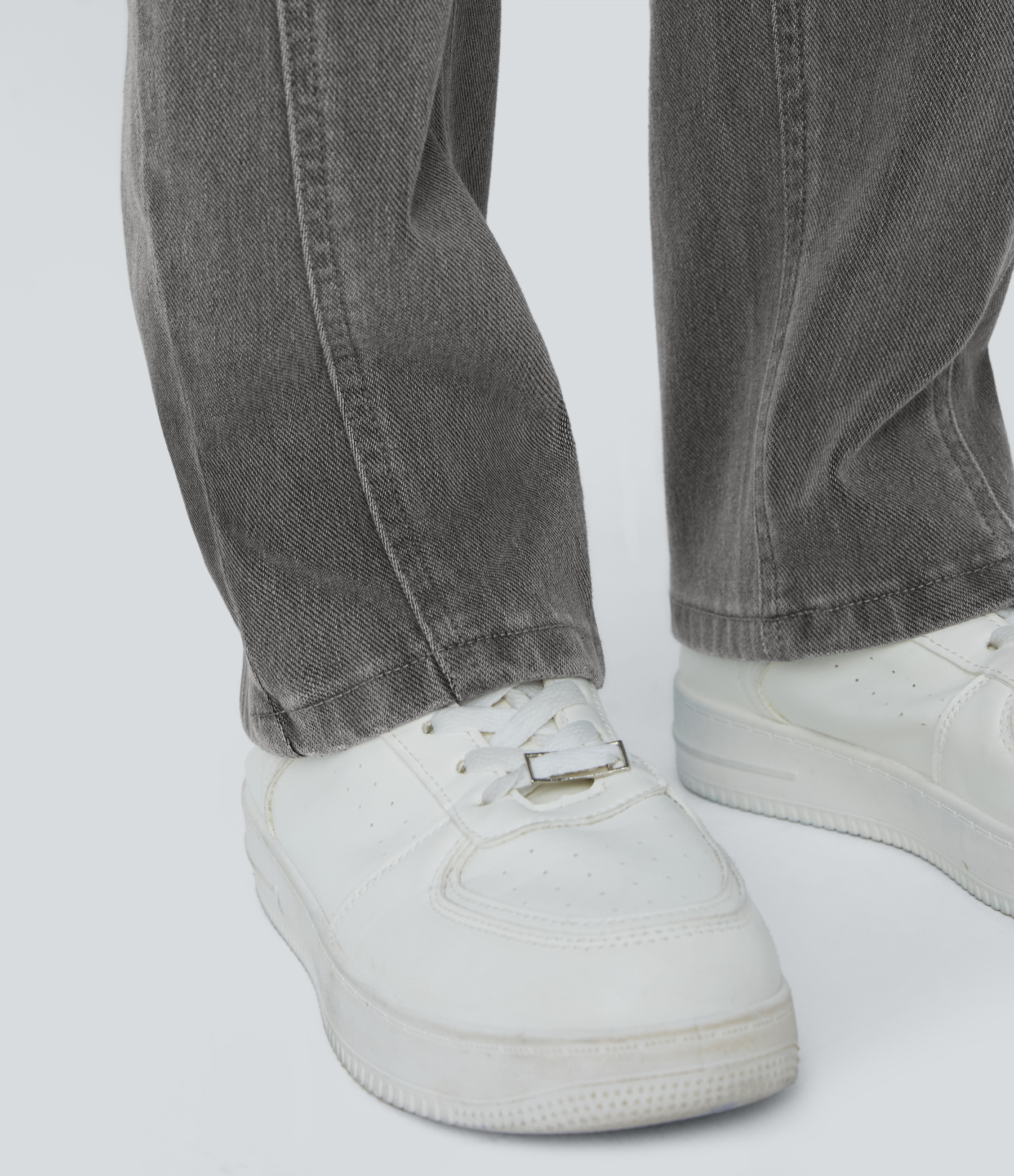 FlexHigh Waisted Zipper Pockets Washed Casual Jeans