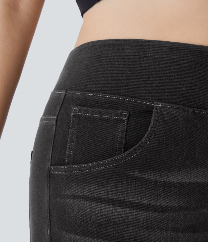 FlexHigh Waisted Pockets Baggy Wide Leg Washed Casual Plus Size Jeans