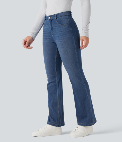 FlexMid Rise Casual Flare Jeans with Pockets