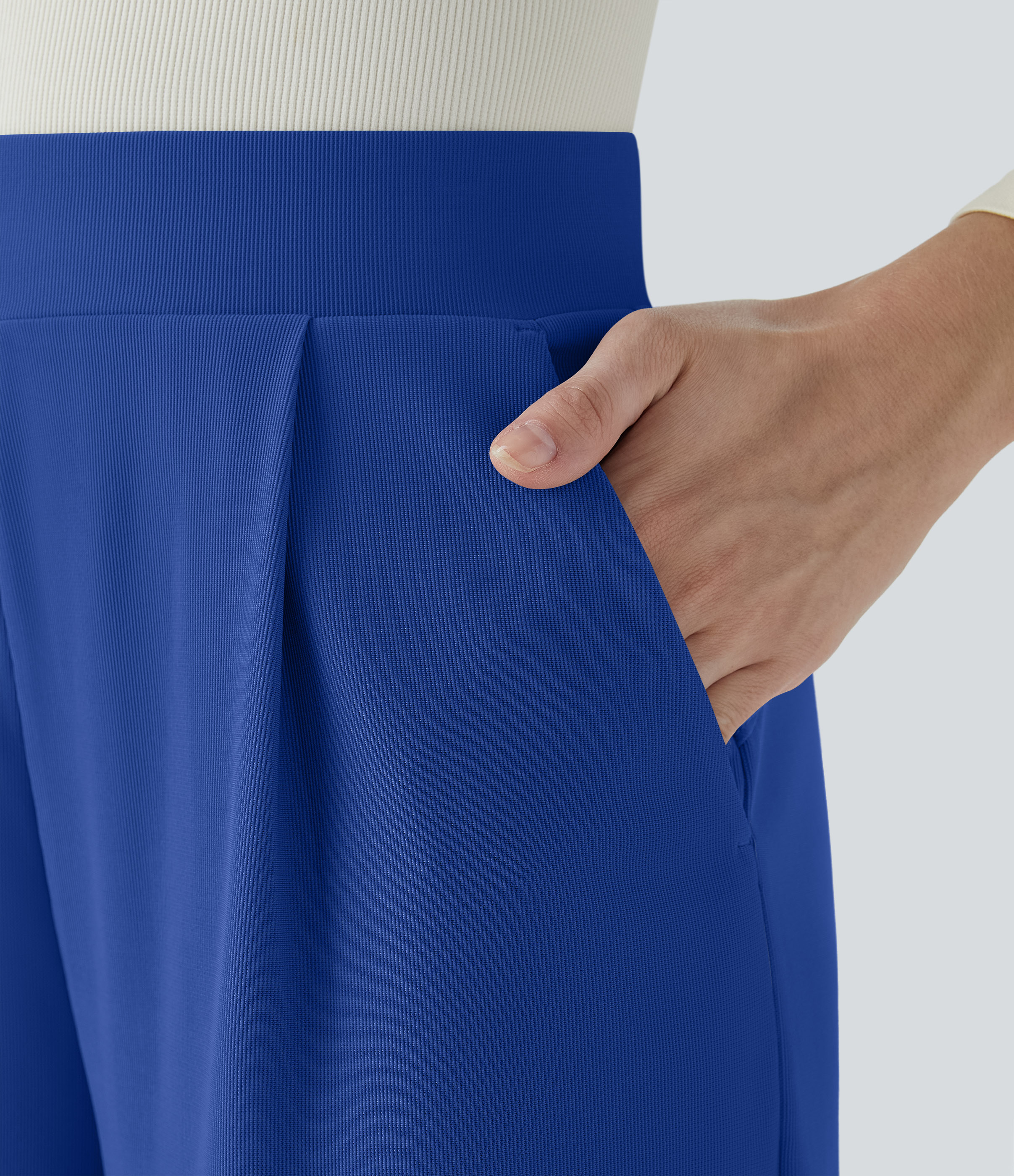 FlexHigh Waisted Body Sculpt Waist-Slimming Pocket Wide Leg Micro Waffle Work Pants