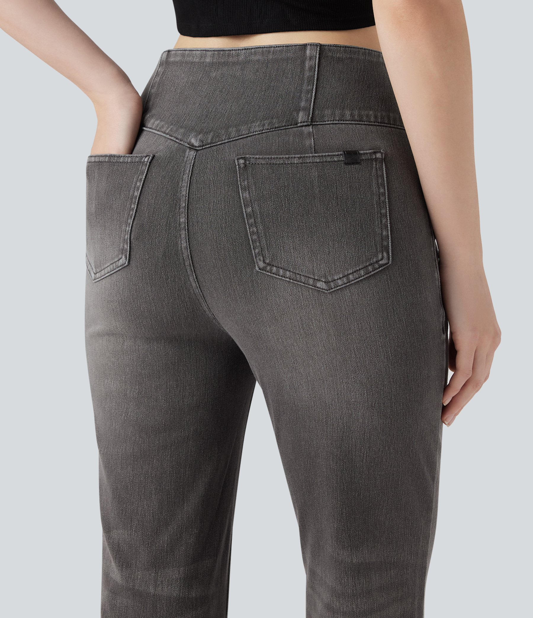 FlexHigh Waisted Bootcut Casual Jeans with Pockets