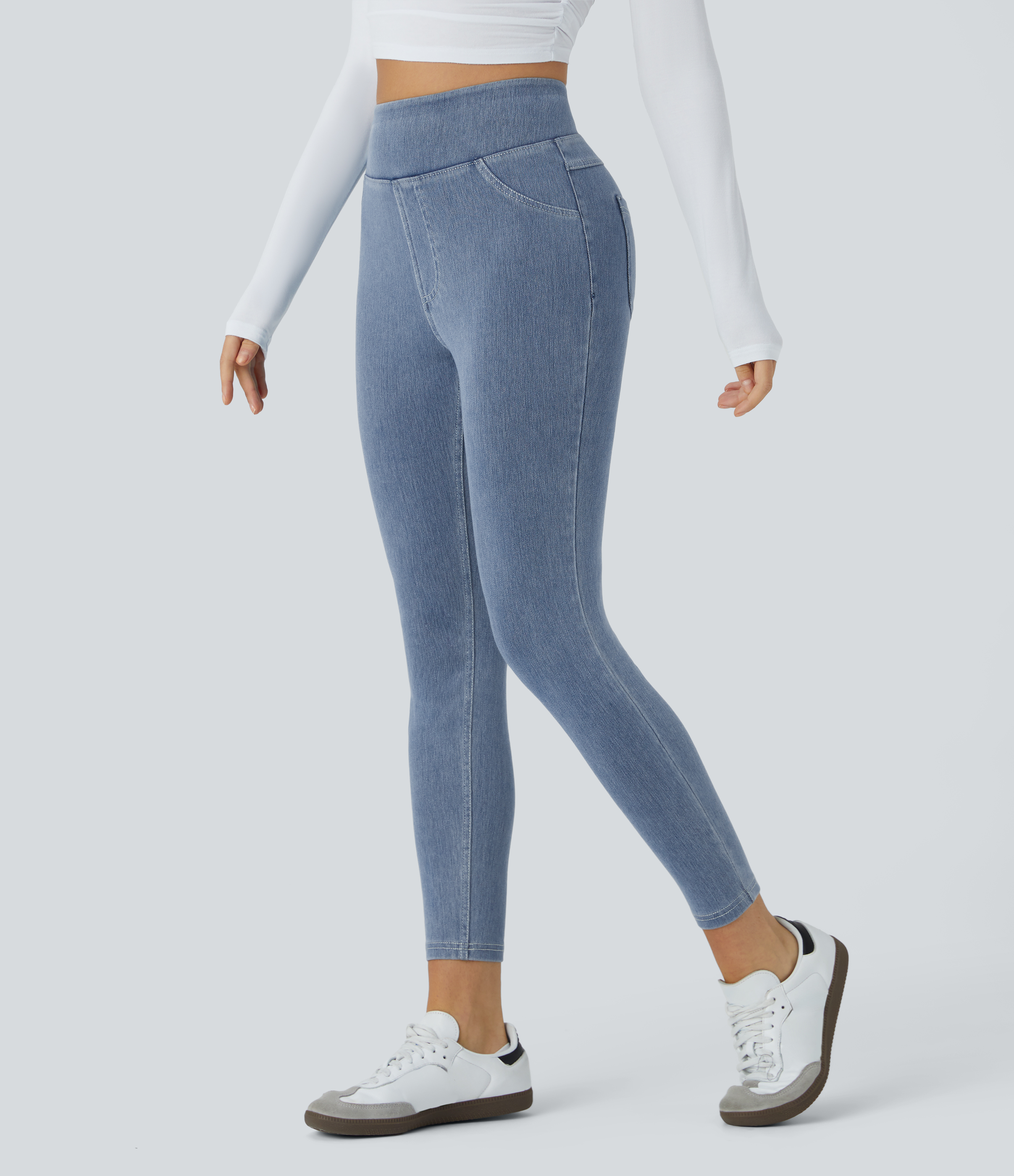 FlexHigh Waisted Pocket Denim Casual Leggings