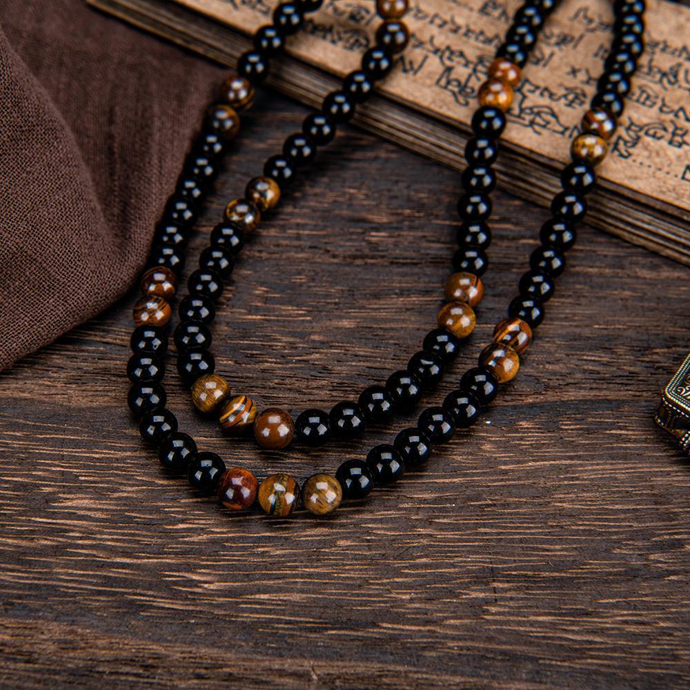 ARPURRAINA Money Attraction Necklace with Tiger Eye Pendant Healing Crystal Stone ,Obsidian,Anniversary, Vacation &Theme Parties Jewelry Charms Abundance Crystal bracelet,Long Chain,Sweater chain,Ideal Gift Jewelry for Men and Women