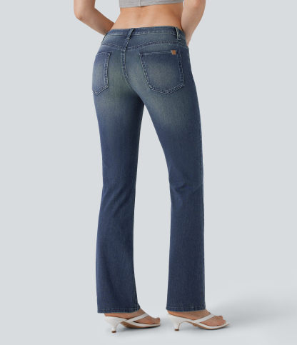 FlexLow Rise Pockets Washed Casual Bootcut Jeans