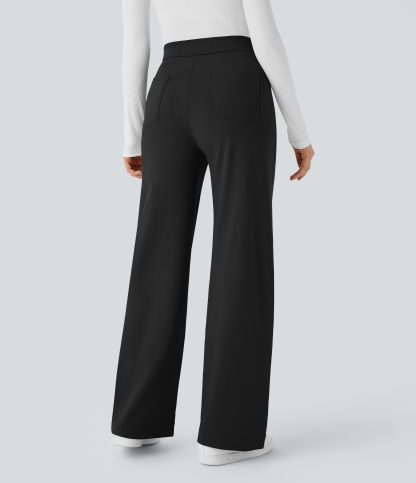 SoftlyZeroPlush Thermal High Waisted Pockets Straight Leg Casual Pants