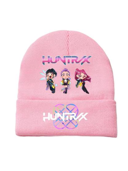 2025 new K-pop "Demon Hunters" girl group print knitted hat, velvet hat, warm hat, suitable for teenagers and adults. The same style as the K-pop "Demon Hunters" product.