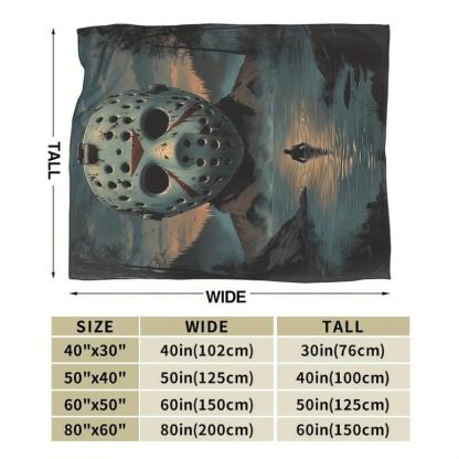 1pc Horror-Themed Flannel Blanket – Soft Polyester With Jason Voorhees Design, Perfect For Home Decor, Outdoor Adventures, Valentine’s Day, Thanksgiving, And Christmas, Man Woman Gift, Halloween Blanket Spooky Plush Movie