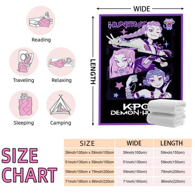 K-Pop Demon Hunter Anime Poster Blanket, Soft Flannel Shawl, Design, Home Office Camping Sofa Bed Cover, Netflix Fan Gift, Man Women Gift