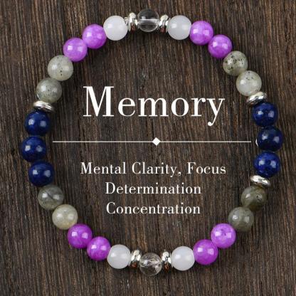 ARPURRAINA Memory Enhancement Crystal Bracelet Homeopathic Focus Clarity Aid 6mm Beaded Stone Jewelry for Determination Concentration Solid Format Elastic Wrist Rosary Adjustable 15-20cm