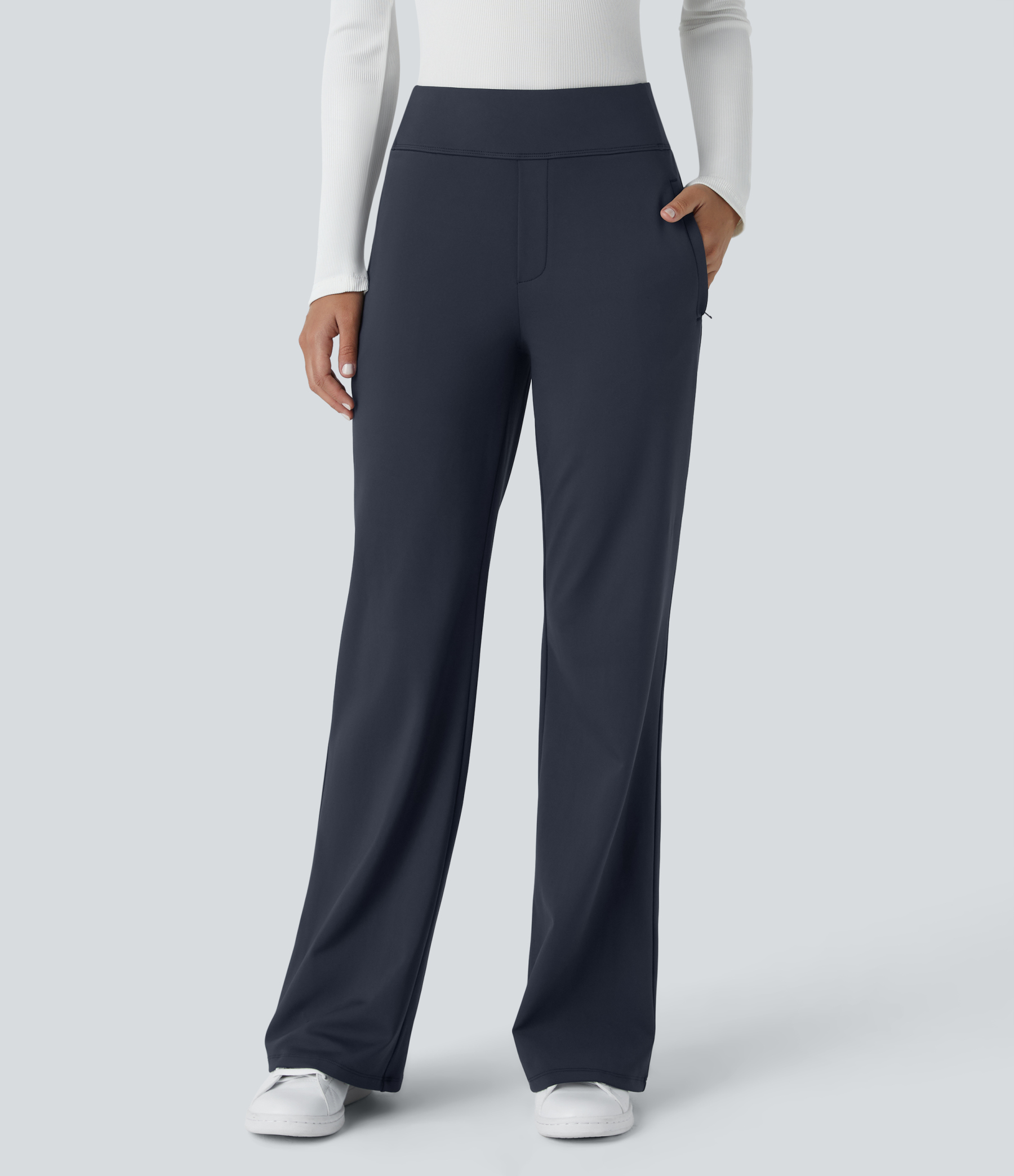 FlexMid Rise Side Zipper Pocket Work Flare Pants