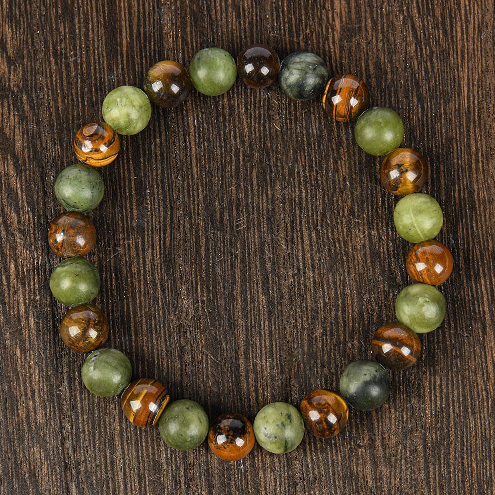 Tiger Eye Stone Bracelet Attracts Wealth, Stretchable Money Attraction Bracelet- Unisex Jewelry Gift glass  beads pulsera  amatista unity  bracelet protection bracelet encouragement gift fashion artificial Colorblock Beaded Crystal Bracelet