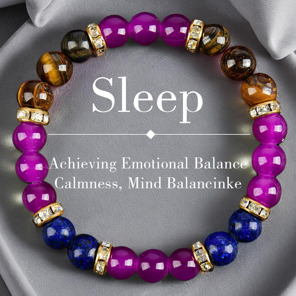 ARPURRAINA Lapis Lazuli & Tiger's Eye Elastic Bracelets for Men & Women Relieve Insomnia Aid Sleep Infuse Prosperity Energy Bring Peace Luck Perfect Gifts Crystal Bracelet